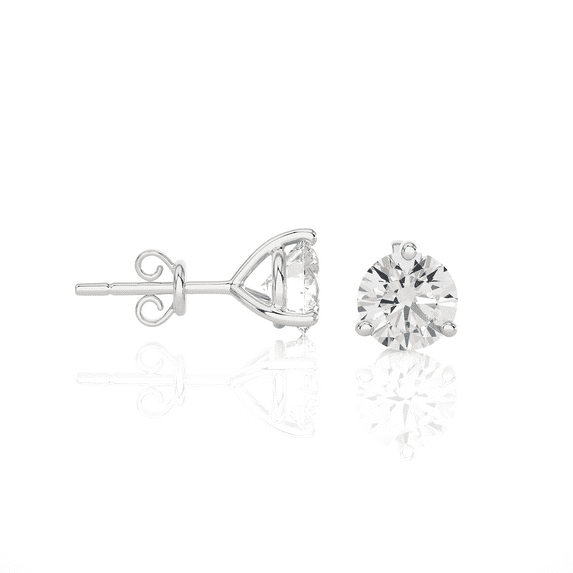 1/3 Carat Diamond Round Stud Earrings for Women in 14k White Gold (F-G, SI2-I1, cttw) 3-Prong Martini Setting and Push Back by Privosa Fine Jewelry