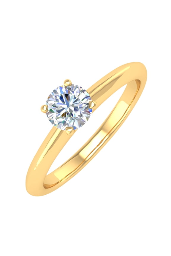 1/3 Carat Diamond Solitaire Engagement Ring in 14K Yellow Gold (Ring Size 5.75)