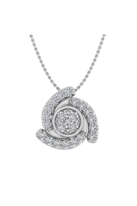 1/3 Carat Diamond Spin Knot Pendant Necklace in 14K White Gold (Included Silver Chain) (I1-I2 Clarity)