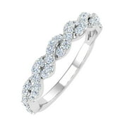 FINEROCK LLC 1/3 Carat Diamond Twisted Wedding Band Ring in 10K White Gold (Ring Size 6.5)
