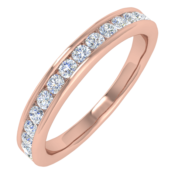 1/3 Carat Diamond Wedding Band Ring in 14K Rose Gold(Ring Size 4.75)