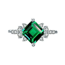 1.3 Carat Engagement Rings for Women 925 Sterling Silver Asscher Cut Rings CZ Simulated Green Diamond Rings Wedding Bands Promise Rings for Her
