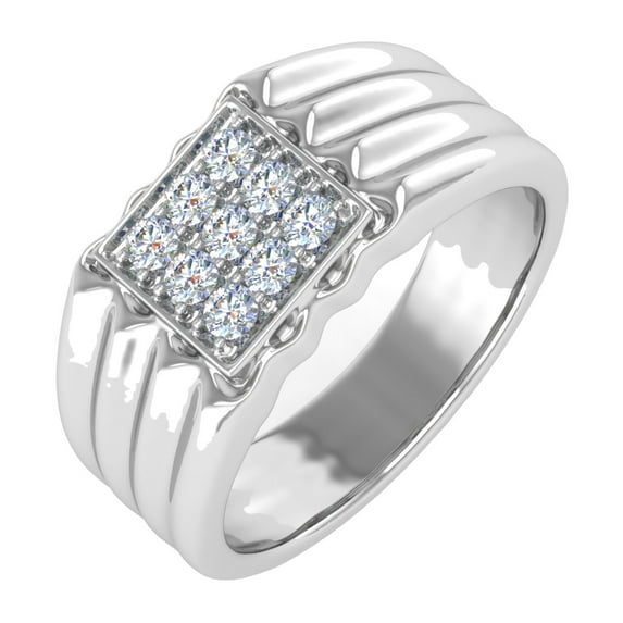 1/3 Carat Men's Diamond Wedding Band Ring in 14K White Gold (Ring Size 7.5) (SI1-SI2 Clarity)