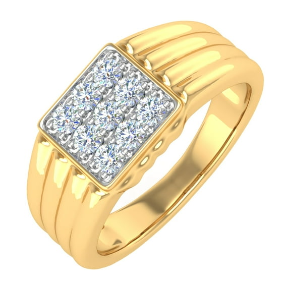 1/3 Carat Men's Diamond Wedding Band Ring in 14K Yellow Gold (Ring Size 10.75) (SI1-SI2 Clarity)