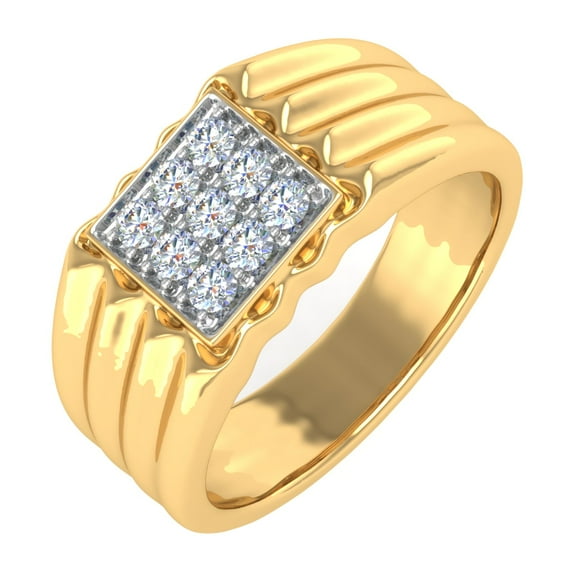 1/3 Carat Men's Diamond Wedding Band Ring in 14K Yellow Gold (Ring Size 13.25) (SI1-SI2 Clarity)