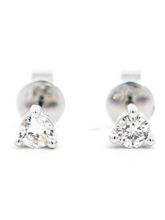 1/3 Carat Natural Diamond 3-Prong Stud Earrings 4mm in 14k White Gold