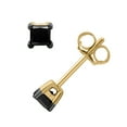 thumbnail image 1 of 1/3 Carat Princess Cut Black Diamond Stud Earrings in 14K Yellow Gold, 1 of 4