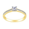 thumbnail image 1 of AFFY 1/3 Carat Princess & Round White Natural Diamond Solitaire Engagement Ring In 10k Solid Yellow Gold (0.33 Cttw) Ring Size-6.5, 1 of 1