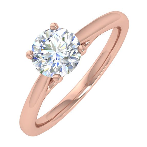 1/3 Carat Prong Set Solitaire Diamond Engagement Ring Band in 14K Rose Gold (Ring Size 10.75)