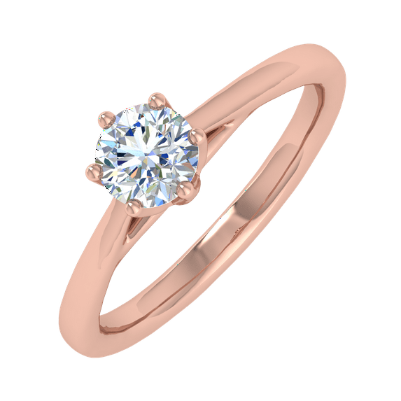 1/3 Carat Prong Set Solitaire Diamond Engagement Ring Band in 14K Rose Gold (Ring Size 6.5)