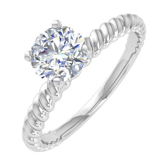 1/3 Carat Prong Set Solitaire Diamond Engagement Ring Band in 14K White Gold (Ring Size 5.75)