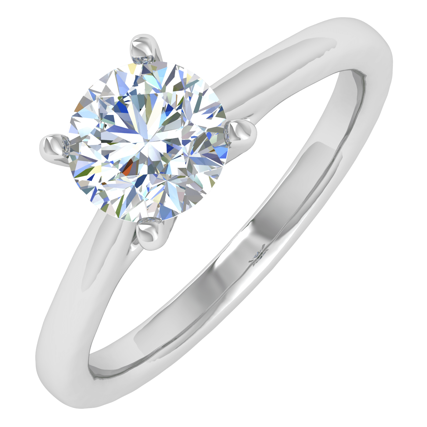 1/3 Carat Prong Set Solitaire Diamond Engagement Ring Band in 14K White