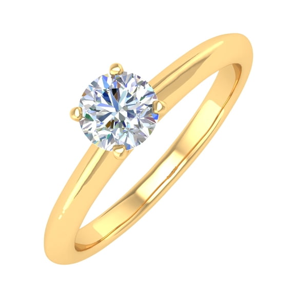1/3 Carat Prong Set Solitaire Diamond Engagement Ring Band in 14K Yellow Gold (Ring Size 10)