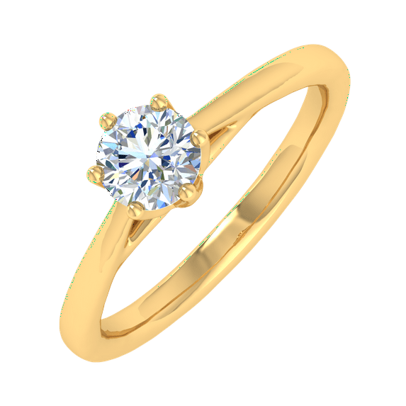 1/3 Carat Prong Set Solitaire Diamond Engagement Ring Band in 14K Yellow Gold (Ring Size 4.75)