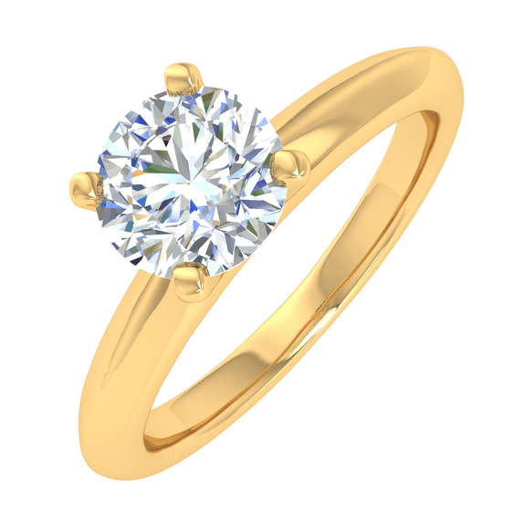 1/3 Carat Prong Set Solitaire Diamond Engagement Ring Band in 14K Yellow Gold (Ring Size 5.5)