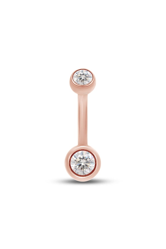 0.33CT Moissanite Diamond Belly Button Navel Rings Body Piercing Jewelry in 14K Rose Gold over Silver