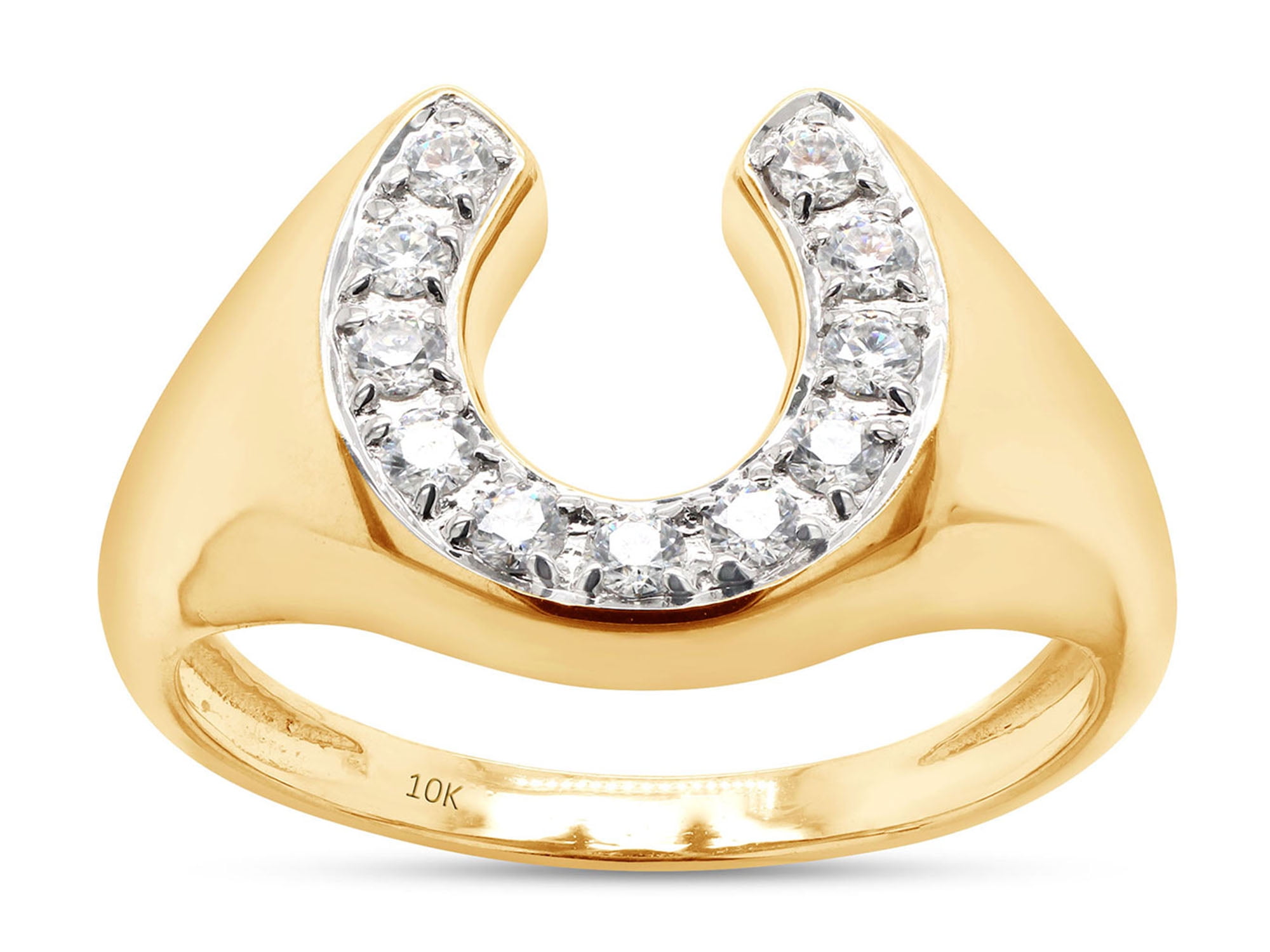 1/3 Carat Round Cut Lab Created Moissanite Diamond Horseshoe Statement ...