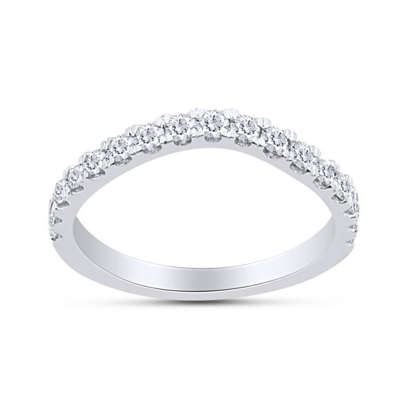 1/3 Carat Round Cut White Natural Diamond Curved Wedding Band Ring For Women In 14K White Gold Over Sterling Silver (Clarity : I2-I3, Color : I-J, 0.33 Cttw) Ring Size-10