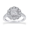 thumbnail image 1 of AFFY 1/3 Carat Round Cut White Natural Diamond Miracle Flower Engagement Ring In 14k White Gold Plated 925 Sterling Silver For Jewelry Ring Size-5.5, 1 of 7