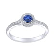 thumbnail image 1 of AFFY 1/3 Carat Simulated Blue Sapphire & White Natural Diamond Cluster Engagement Ring 14k Solid White Gold(0.33Ctw) Ring Size-6.5, 1 of 1