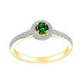 thumbnail image 1 of AFFY 1/3 Carat Simulated Emerald & White Natural Diamond Halo Cluster Engagement Ring In 14k Solid Yellow Gold Ring Size-9.5, 1 of 1