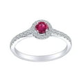 thumbnail image 1 of AFFY 1/3 Carat Simulated Ruby & White Natural Diamond Halo Cluster Engagement Ring In 14k Solid White Gold(0.33Cttw) Ring Size-5, 1 of 1
