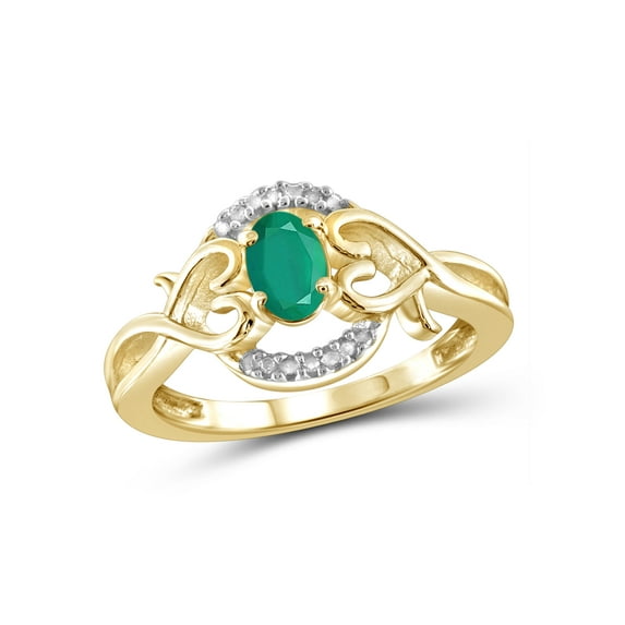 1/3 Carat T.G.W. Emerald And White Diamond Accent 14k Gold Over Silver Ring