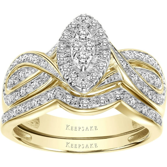 1/3 Carat T.W. Diamond 10k Yellow Gold "Commitment" Women's Bridal Ring Set by Keepsake