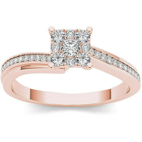 1/3 Carat T.W. Diamond 10kt Rose Gold Cluster Engagement Ring