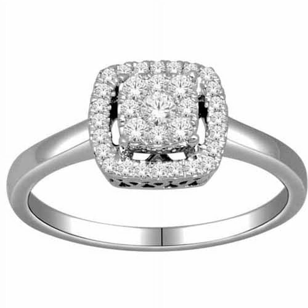 1/3 Carat T.W. Diamond 10kt White Gold Cushion-Shape Single Halo Fashion Ring
