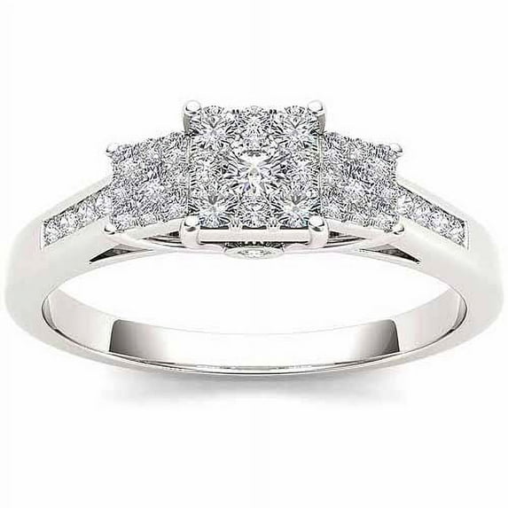 1/3 Carat T.W. Diamond Cluster 10kt White Gold Engagement Ring