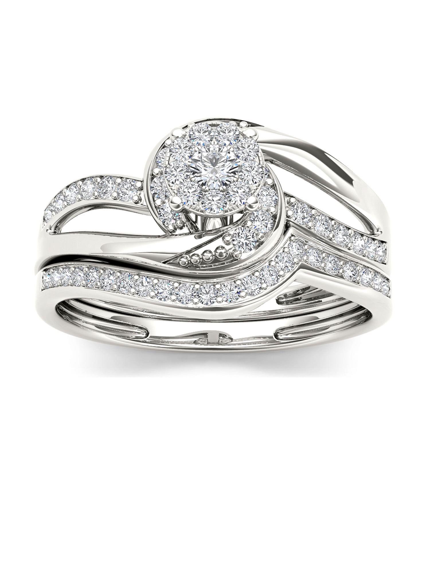 1/3 Carat T.W. Diamond Cluster 10kt White Gold Engagement Ring