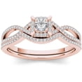 thumbnail image 1 of 1/3 Carat T.W. Diamond Cluster Double Halo 14kt Rose Gold Engagement Ring Set, 1 of 5