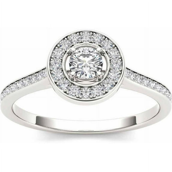 1/3 Carat T.W. Diamond Single Halo 10kt White Gold Engagement Ring