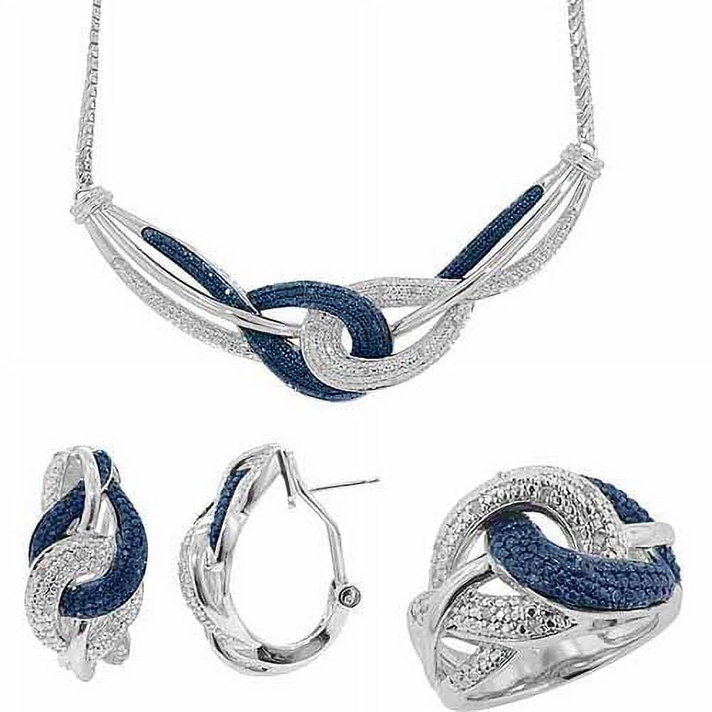 1/3-Carat T.W. Round White Diamond Rhodium-plated Ring, Earrings and Necklace Set, 17", Size 7