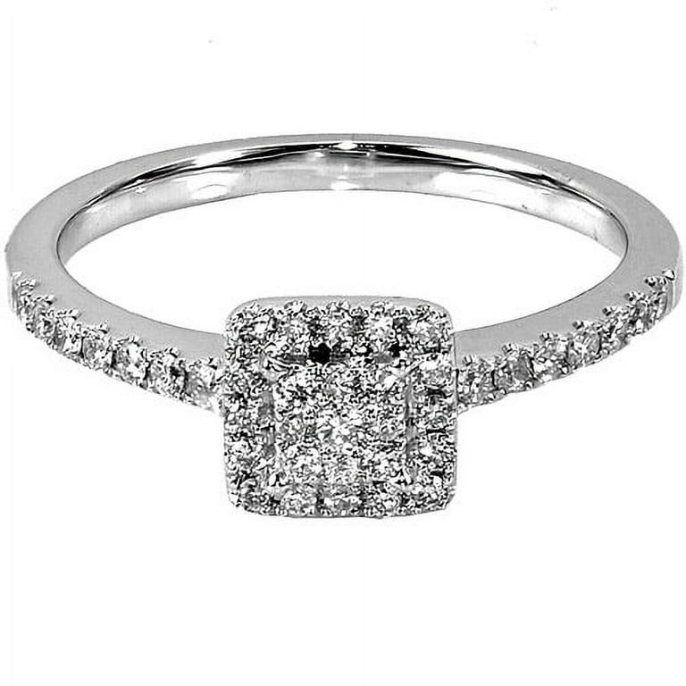 1/3 Carat Square Diamond 10kt White Gold Engagement Ring