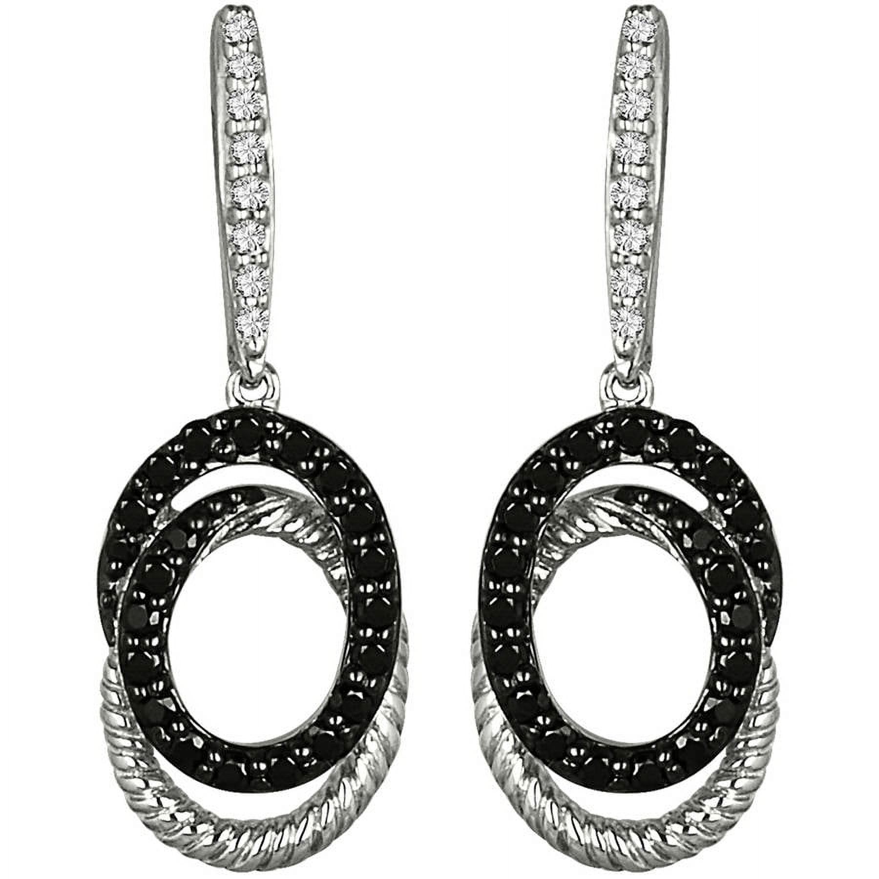1/3 Carat T.W. White and Black Diamond Sterling Silver Swirl Earrings
