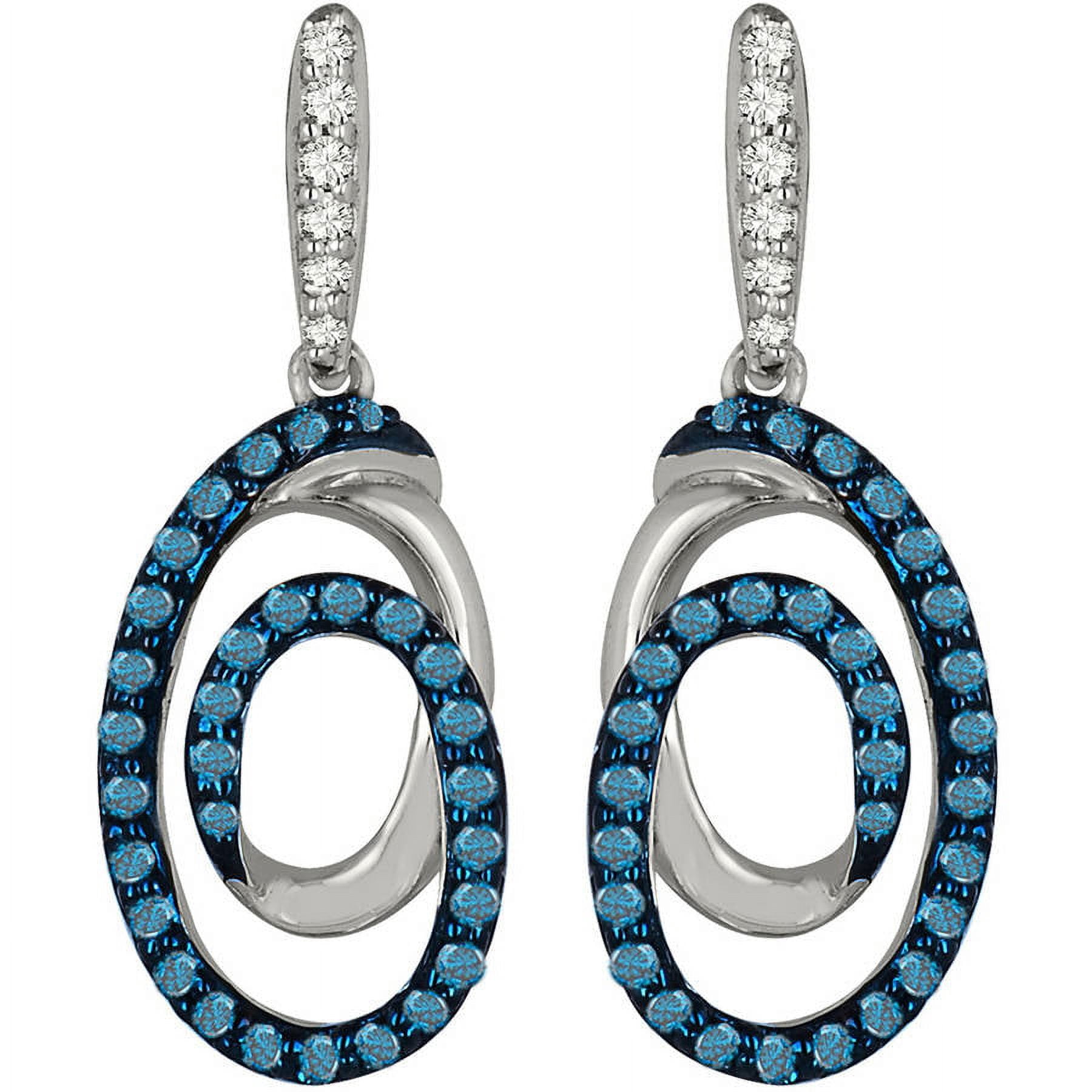 1/3 Carat T.W. White and Blue Diamond Sterling Silver Swirl Earrings