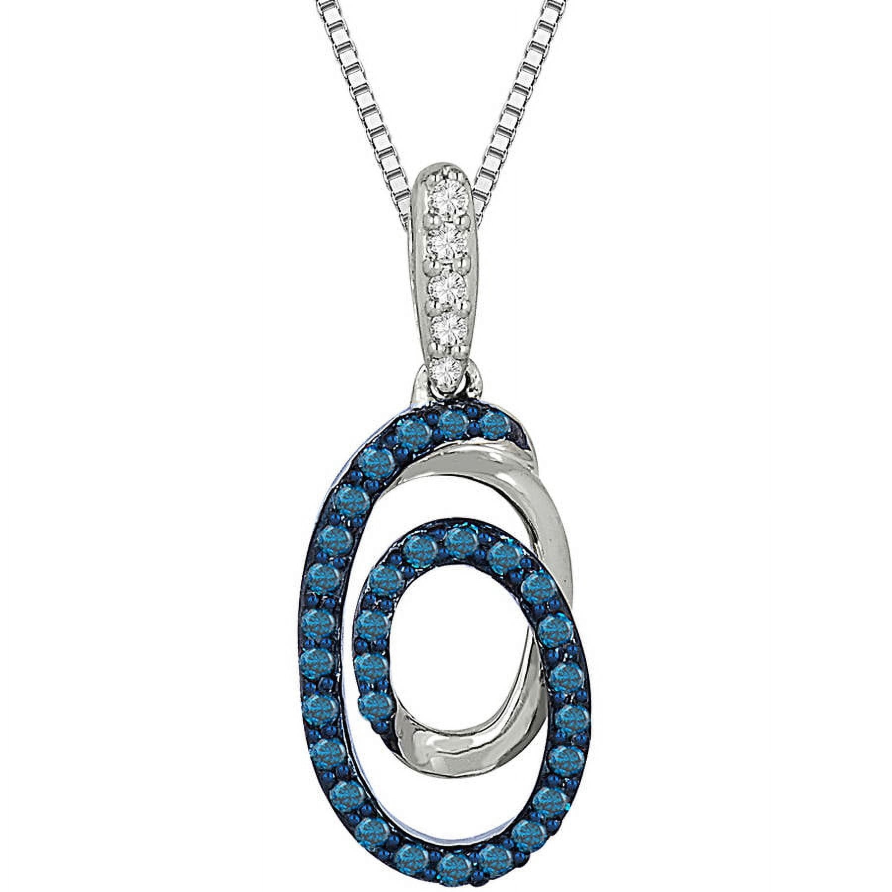 1/3 Carat T.W. White and Blue Diamond Sterling Silver Swirl Pendant
