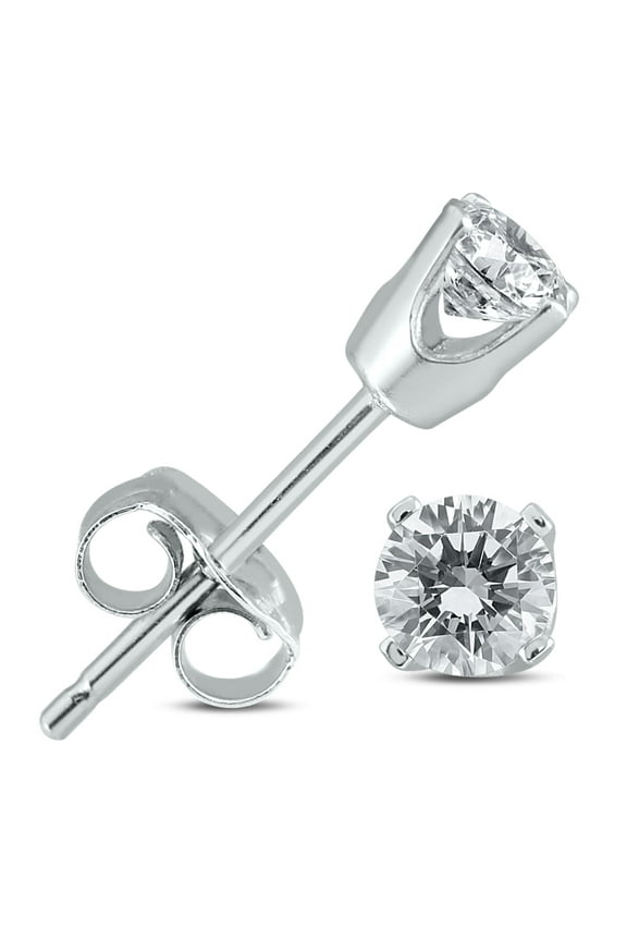 1/3 Carat TW Diamond Solitaire Stud Earrings in 14K White Gold (I-J COLOR, SI2-SI3 CLARITY)
