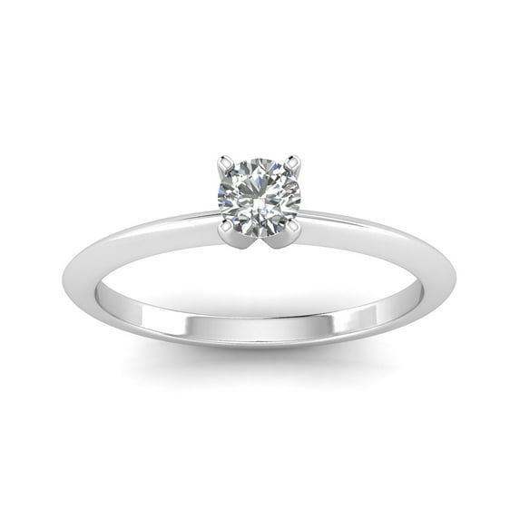 1/3 Carat TW Natural Diamond Solitaire Ring in 14k White Gold (G-H, I2-I3)