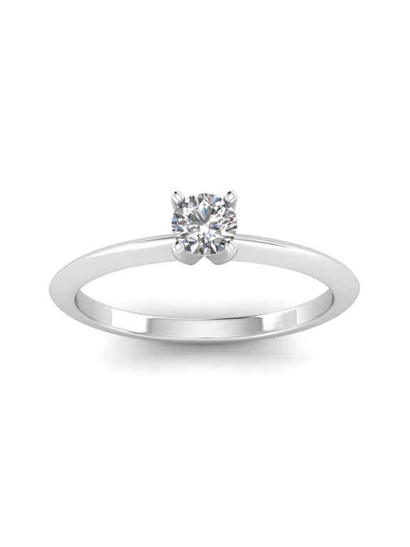 1/3 Carat TW Natural Diamond Solitaire Ring in 14k White Gold (G-H, I2-I3)