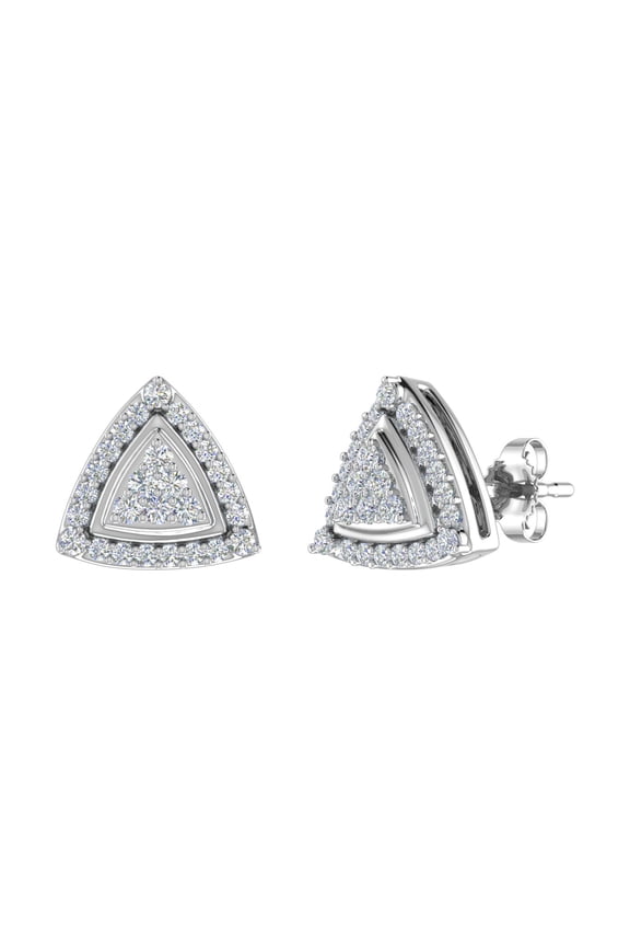 1/3 Carat Triangle Diamond Stud Earrings in 14K White Gold (I1-I2 Clarity)