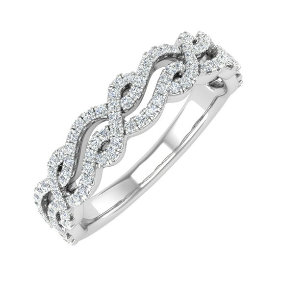 1/3 Carat Twisted Diamond Wedding Band Ring in 14K White Gold (Ring Size 8.75) (I1-I2 Clarity)
