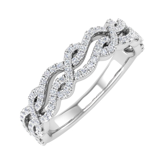 1/3 Carat Twisted Diamond Wedding Band Ring in 14K White Gold (Ring Size 8) (I1-I2 Clarity)
