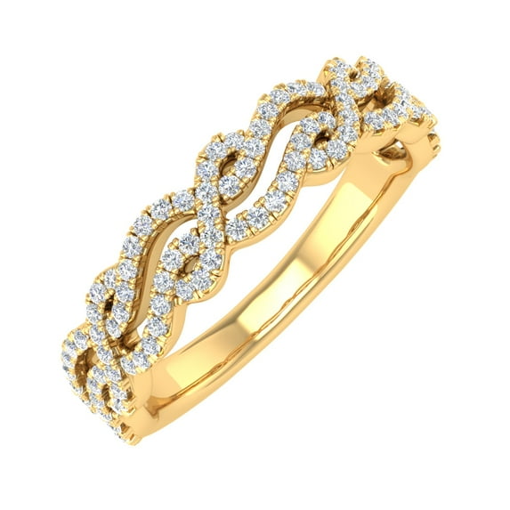 1/3 Carat Twisted Diamond Wedding Band Ring in 14K Yellow Gold (Ring Size 5) (I1-I2 Clarity)