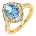 thumbnail image 1 of 1/3 Carat White Diamond and Oval Shaped Blue Topaz Engagement Ring in 14K Yellow Gold (Ring Size 8) - IGI Certified, 1 of 6