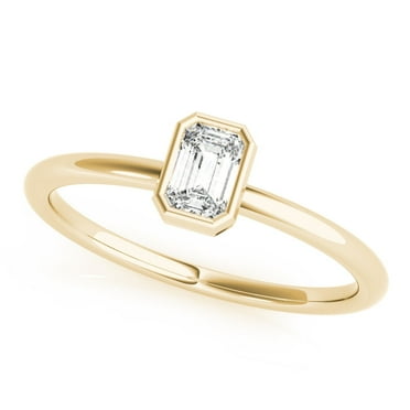 1/3 Ct Emerald Cut FG/VVS1 Diamond Solitaire Engagement Ring In 10K Yellow Gold