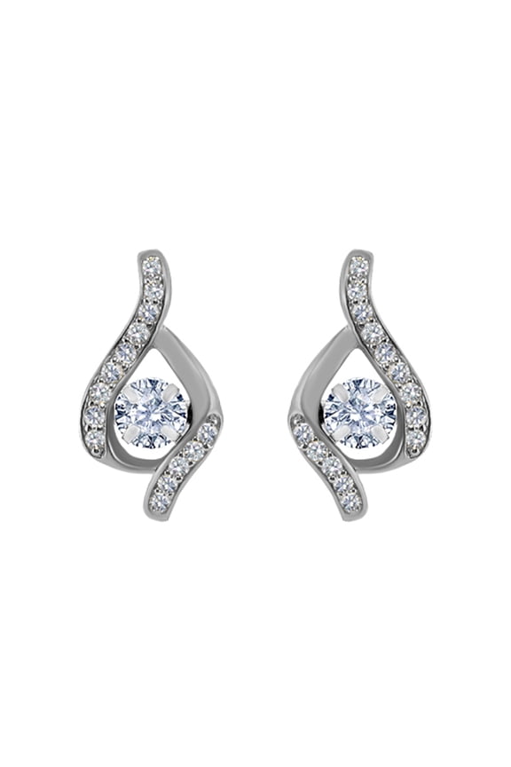 (1/3 Ct) Natural Diamond 14K Solid White Gold Illusion Dangle Earrings