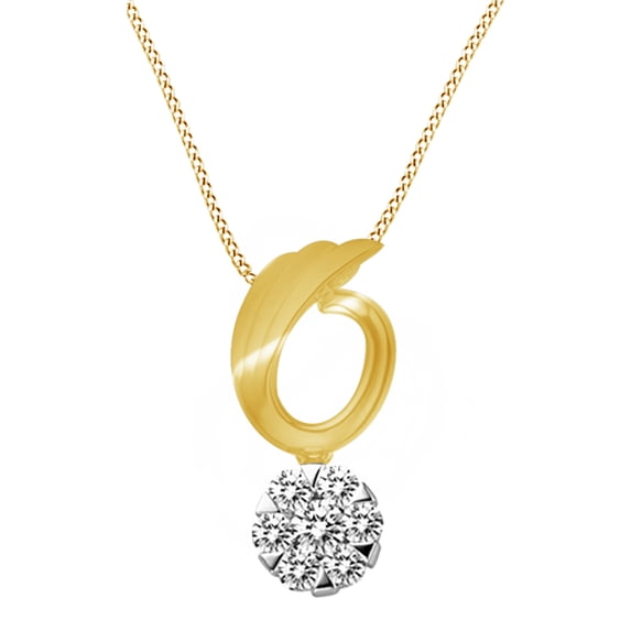 AFFY 1/3 Ct Natural Diamond Love on Wings Cluster Pendant Necklace In 14K Solid Yellow Gold